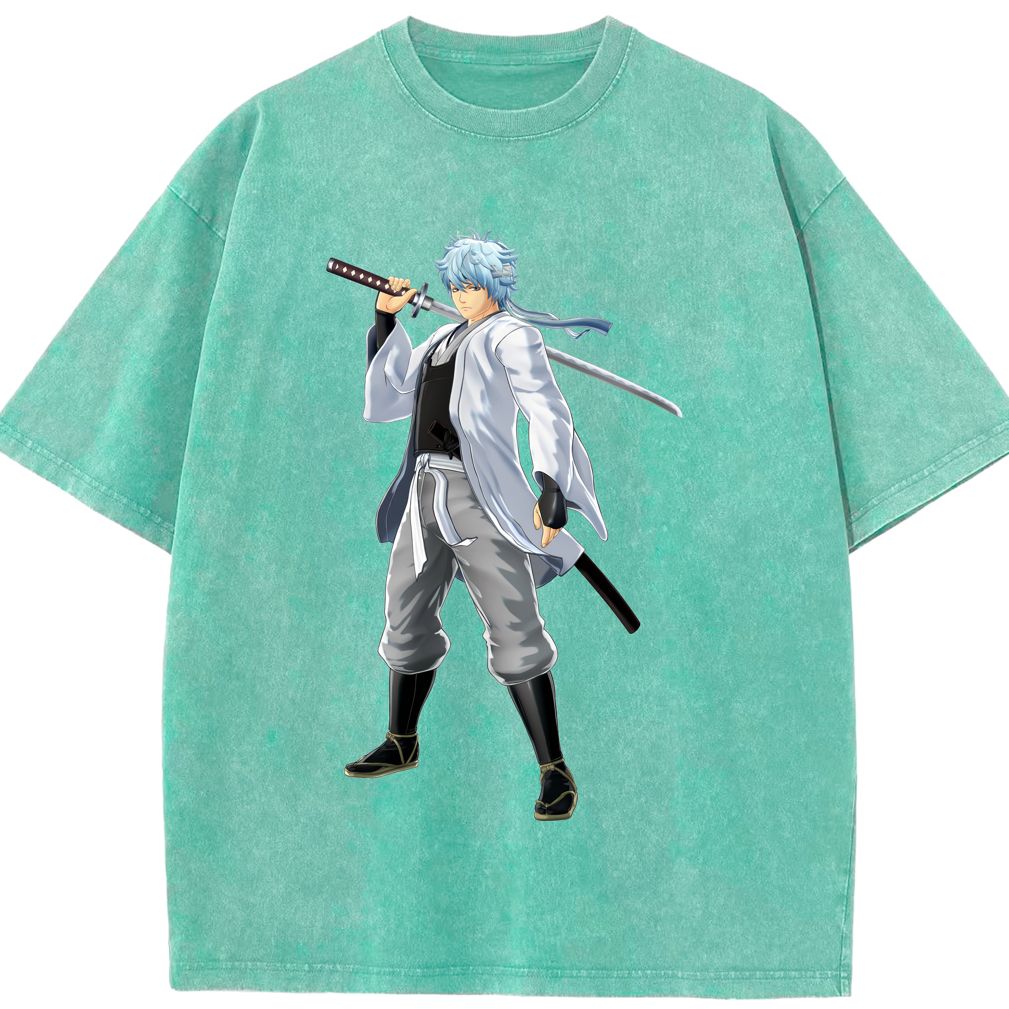 （画像用） ぎんたま 坂田銀時（さかたぎんとき） 神楽 志村新八（しむら しんぱち） GINTAMA Sakata Gintoki Kagura Shimura Shinpachi 綿100% ヴィンテージ風 半袖Tシャツ（フロントプリント）